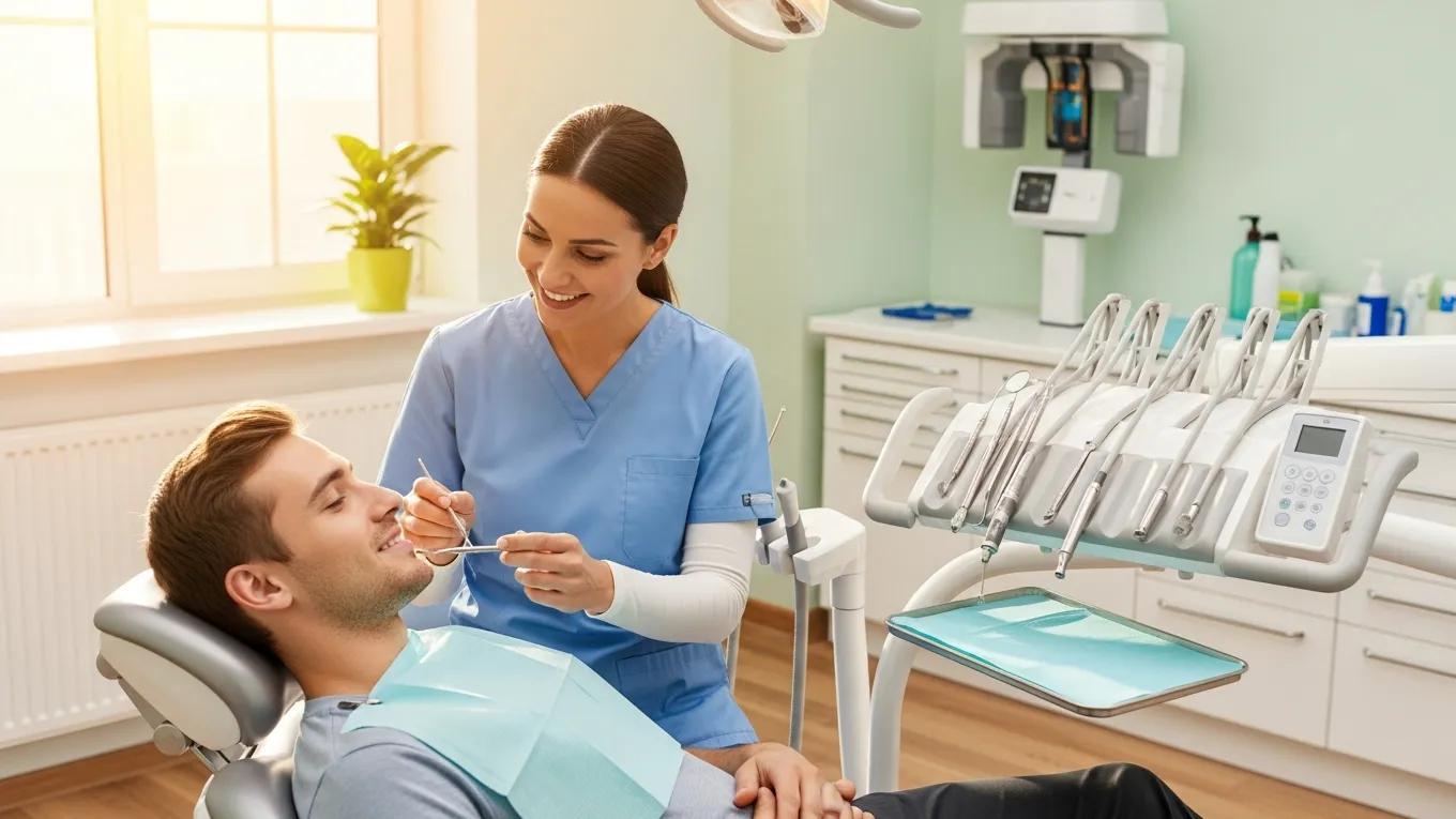 dental-office-scene-showing-a-dentist-and-a-relaxed-patient-emphasizing-comfort-in-managing-dental-anxiety