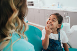 Mixed,Race,Little,Patient,Showing,Her,Perfect,Toothy,Smile